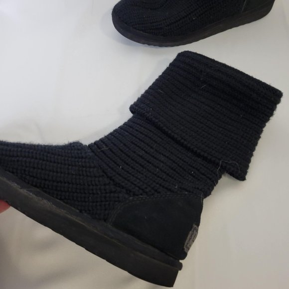 Ugg Australia Women 5819 Comfort Tall Sweater Cardi Knit Boots Shoes Sz 7 Black - Picture 3 of 10